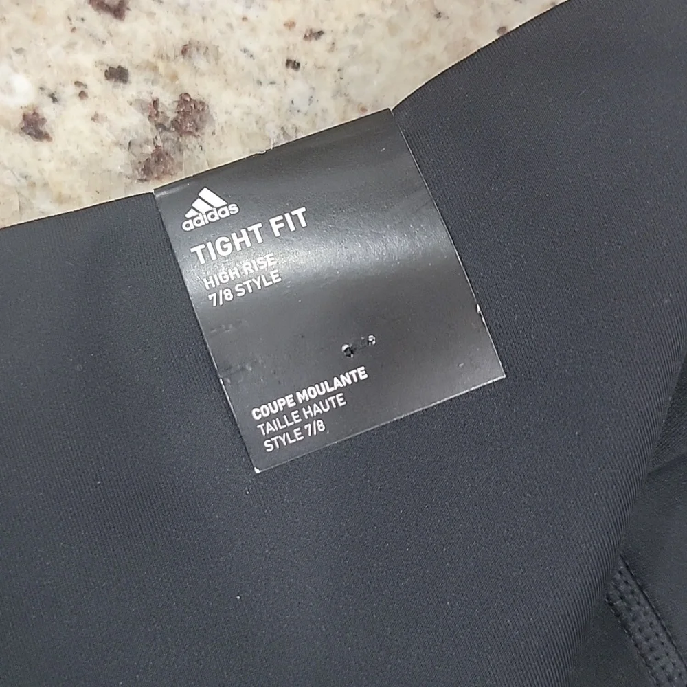 New with Tags Black 3 Stripe Addias High Rise 7/8 Leggings - Picture 3 of 4